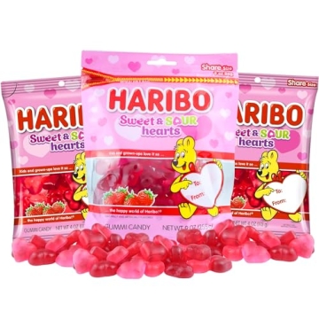 Valentine's Day 2025 Limited Edition Sweet and Sour Gummy Hearts, Bulk Assorted Fruit Flavored Red a...