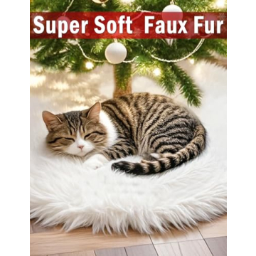 48 Inch Faux Fur Christmas Tree Skirt - Festive Holiday Decor