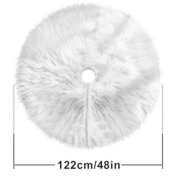 48 Inch Faux Fur Christmas Tree Skirt - Festive Holiday Decor