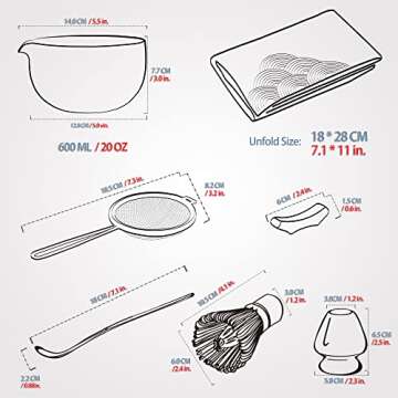 TEANAGOO Matcha Whisk Set - 7 Pcs Matcha Kit with Accessories for Ceremonies and Gifts