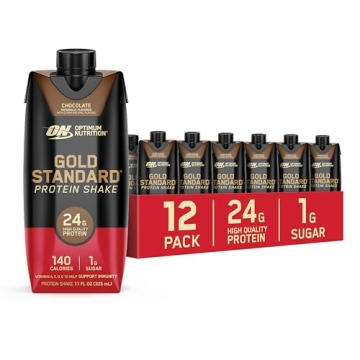 Optimum Nutrition Gold Standard Protein Shake - 24g Protein, Ready to Drink, Gluten-Free, Chocolate ...