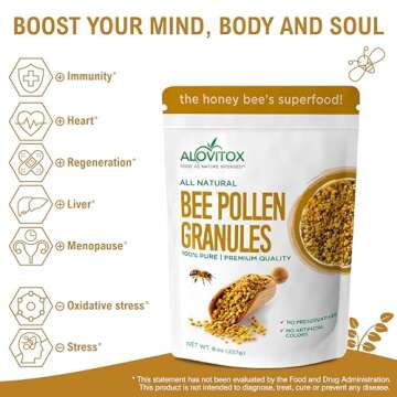 Alovitox Bee Pollen Granules 8 Oz | 100% Pure, Organic Bee Pollen for Bearded Dragons | Superfood Pa...