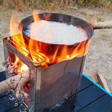 BAFADA Wood Burning Camp Stove Picnic BBQ Cooker/Portable Folding Backpacking Stove with Windshield, Ash Catcher and Grill Grid