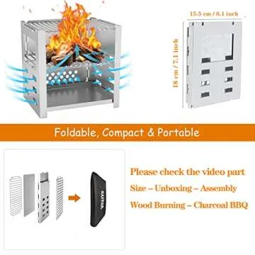 BAFADA Portable Wood Burning Camp Stove for Camping