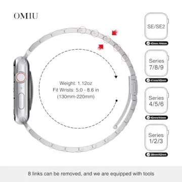 OMIU Thin Stainless Steel Band for Apple Watch - Adjustable Strap