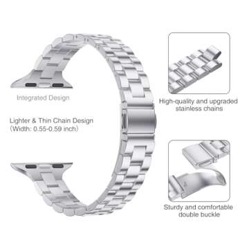 OMIU Thin Stainless Steel Band for Apple Watch - Adjustable Strap