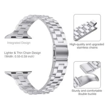 OMIU Thin Stainless Steel Band for Apple Watch - Adjustable Strap