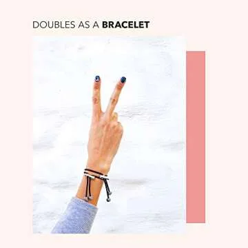 Pulleez Sliding Ponytail Holder by Julius Michael - Black Rhodium Power Pony Metal Charms - Black Elastic Hair Tie Bracelet