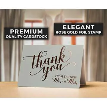 Wedding Thank You Cards - Elegant Rose Gold Foil Design