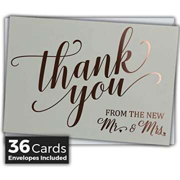 Wedding Thank You Cards - Elegant Rose Gold Foil Design
