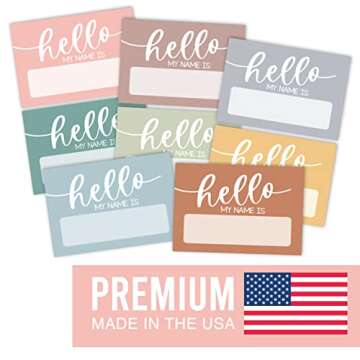 Hadley Designs 56 Colorful Hello My Name is Stickers - Self Adhesive Name Tags Sticker for Kids, Name Tag Stickers for Kids Name Labels for School, Nametags Labels for Classroom Labels for Teachers