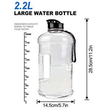 VENNERLI Water Bottle with Handle Portable Large Plastic Water Bottles for Adults BPA-free Half Gallon Water Bottle Reusable 2 Liter Water Jugs for Outdoor Hiking Fitness Travel Camping Cycling