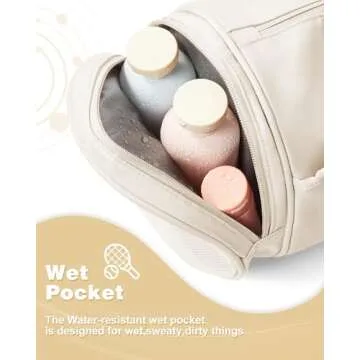 Small Gym Bag for Women, Waterproof Workout Bag Mini Duffle Bag Womens Spotrs Gym Bags Small Travel Duffel Bag with Wet Pocket Carry on Weekender Bags for Dance Swimming,Gym,Yoga,Fitness White