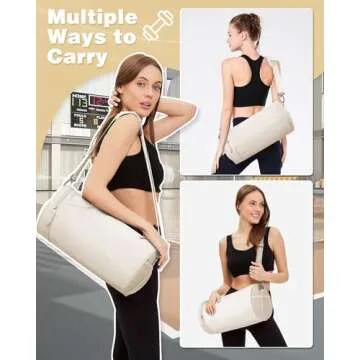 Small Gym Bag for Women, Waterproof Workout Bag Mini Duffle Bag Womens Spotrs Gym Bags Small Travel Duffel Bag with Wet Pocket Carry on Weekender Bags for Dance Swimming,Gym,Yoga,Fitness White