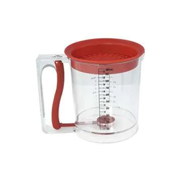 Gia's Kitchen Batter Dispenser and Gravy Separator: 32 oz, Red, Stainless Steel