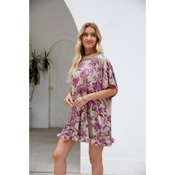 Yozazzy Summer Vintage Velvet Dress Floral Mini for Women