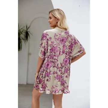Yozazzy Summer Vintage Velvet Dress Floral Mini for Women