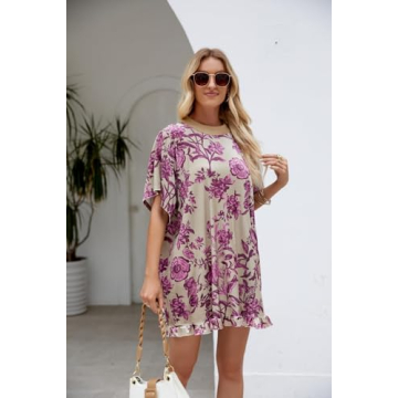 Yozazzy Summer Vintage Velvet Dress Floral Mini for Women
