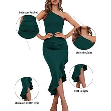 Elegant HUHOT One Shoulder Fall Wedding Guest Dress