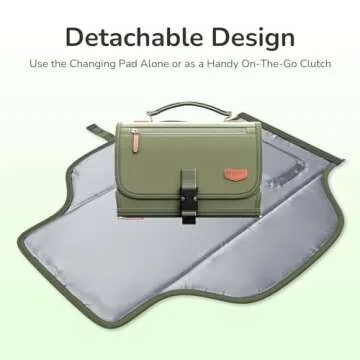 Portable Diaper Changing Pad with Shoulder Strap, Detachable Travel Changing Pad with Baby Wipes Pocket, Gifts for Baby Shower, Newborn Girls and Boys (Army Green)