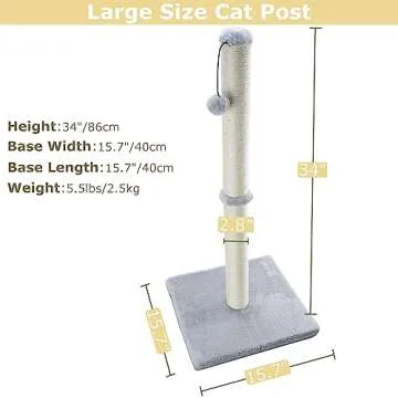 Dimaka 34" Tall Cat Scratching Post for Large Cats and Kittens