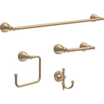 Delta Mylan (1-Pack) Towel Hooks Champagne Bronze Triple Wall Mounted for Robes 3-Prong Multi-Use Holder, Gold Bathroom Accessories MYN35-CZ