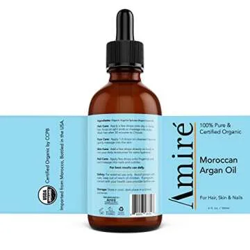 USDA Certified Organic Argan Oil 4oz, Triple Extra Virgin Grade Moroccan Argan Oil for Hair Growth. Skin, Face, & Nails. Moisturizer. Scalp Treatment Hair Oil for Dry, Damaged, Brittle Hair.