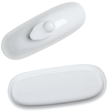 MyGift White Ceramic Butter Dish with Bird Lid Design