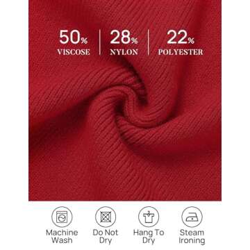 ZESICA Women's Spring Turtleneck Sweaters Dress Oversized Long Lantern Sleeve Casual Knit Pullover Short Dresses,Red,Medium