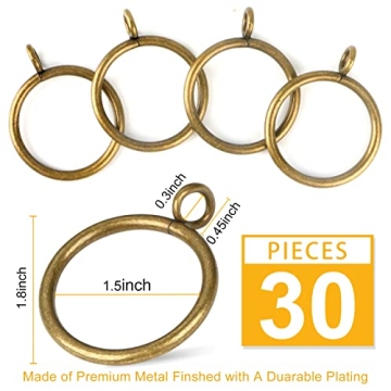 Elegant Antique Brass Curtain Rings for Elegant Drapery