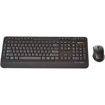 Amazon Basics Full-Sized Wireless Keyboard and Mouse Combo for Effortless Efficiency