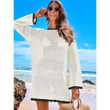 STUNNING ANRABESS Women Swimsuit Crochet Swim Cover Up for Summer Beach Style