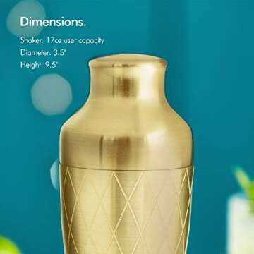 VonShef 9pc Gold Parisian Cocktail Shaker Bartender Set with Gift Box, Recipe Guide, Muddler, Jigger, Cocktail Strainers, Bar Spoon and Bottle Pourers