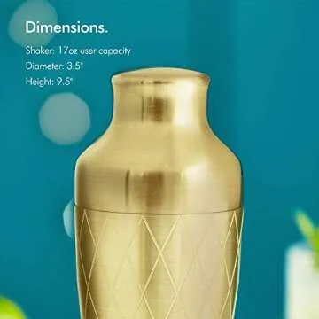 VonShef 9pc Gold Parisian Cocktail Shaker Bartender Set with Gift Box, Recipe Guide, Muddler, Jigger, Cocktail Strainers, Bar Spoon and Bottle Pourers