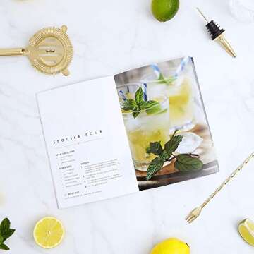 VonShef 9pc Gold Parisian Cocktail Shaker Bartender Set with Gift Box, Recipe Guide, Muddler, Jigger, Cocktail Strainers, Bar Spoon and Bottle Pourers