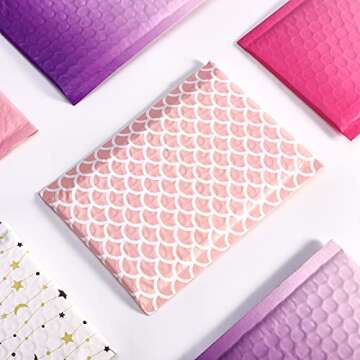 Fuxury 4x8 Purple Bubble Mailers - 50 Pack for Small Business