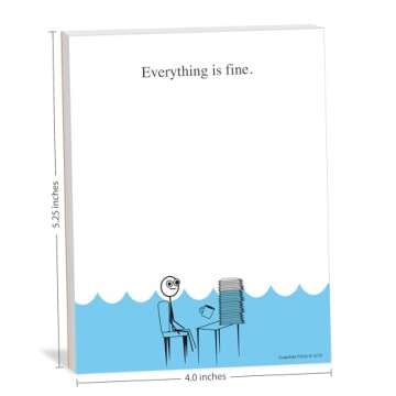 Guajolote Prints Everything is Fine Funny Notepad - 4 x 5.25 inch, 50 sheets - Sarcastic Memo Pad - Novelty Gag Gift for Work Office, Friends and Coworkers - USA Made