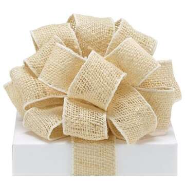 Burton & Burton Ribbon #16 Burlap Cream 10 Yards