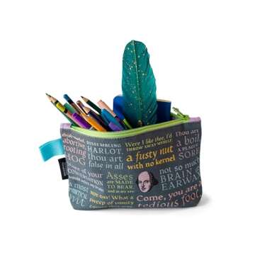 The Unemployed Philosophers Guild Shakespearean Insults Bag - 9" Canvas Zipper Shakespeare Themed Pouch for Pencils, Tools, Cosmetics, Toiletries and More