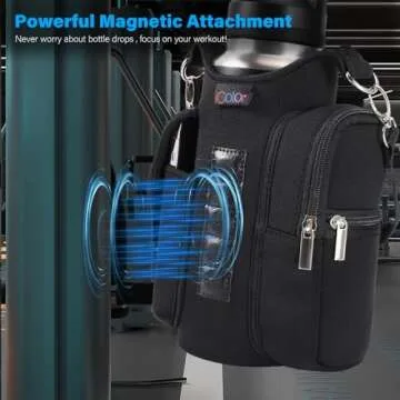 icolor Magnetic Gym Bag Water Bottle Carrier Holder with Phone Pockets & Shoulder Strap,5 Built-in M...