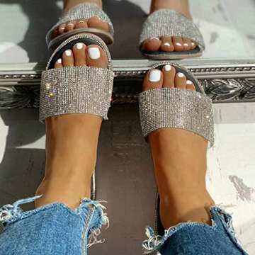 Sandals for Women Casual Summer,2021 Crystal Comfy Platform Sandal Summer Beach Travel Shoes Sandal Ladies Flip Flops