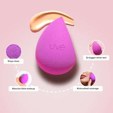 UVé Beauty Makeup Sponge - Helio Sponges Makeup Blender for Foundation, Powder & Cream Application - Vegan & Cruelty-Free Makeup Sponges for Blending & Face Sponges for Cleansing