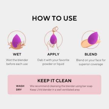 UVé Beauty Makeup Sponge - Helio Sponges Makeup Blender for Foundation, Powder & Cream Application - Vegan & Cruelty-Free Makeup Sponges for Blending & Face Sponges for Cleansing