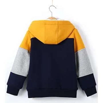 Bumeex Toddler Boy's Sherpa Fleece Lined Jacket,Yellow Spring Fall Winter Warm Zip Up Sweatshirt Hoodie Size 6-7 Years