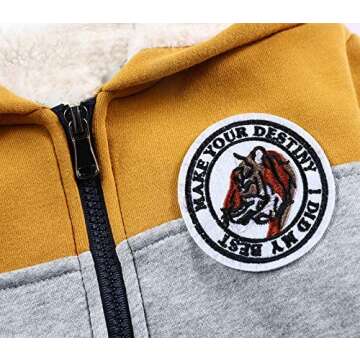 Bumeex Toddler Boy's Sherpa Fleece Lined Jacket,Yellow Spring Fall Winter Warm Zip Up Sweatshirt Hoodie Size 6-7 Years