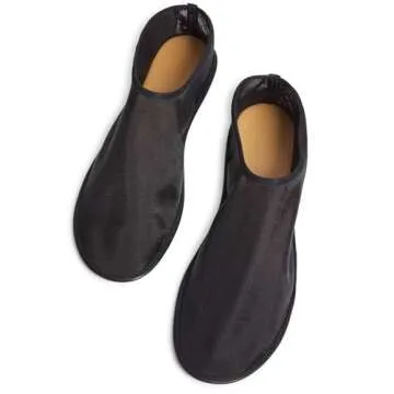 VorisVina Mesh Sock Ballet Flats for Women Nylon Tulle Slip on Mary Jane Flats Sheer Comfortable Casual Dress Ballerina Shoes Black