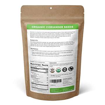 SPICY ORGANIC Whole Coriander Seeds - 16 OZ - Ideal for Cooking, Grinding into Powder & Planting - A...