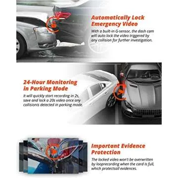 Kingslim D6-4K Dual Dash Cam - WiFi & GPS 4K Front and 1080P Inside Type-C Uber Car Camera with Super Night Vision and 24-Hour Parking Monitor, 3 Channel Dash Cam Optional, Black