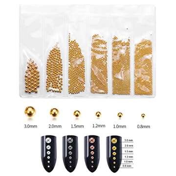 4 Pack Multi-Size Nail Caviar Beads for Nails 3D Nail Art Decorations Micro Mini Metal Nail Beads De...