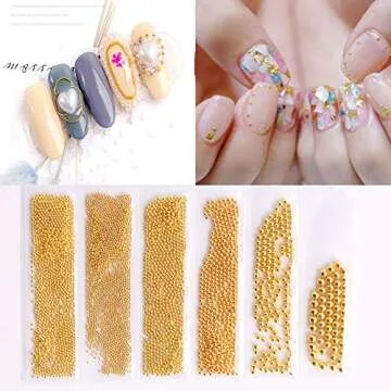 4 Pack Multi-Size Nail Caviar Beads for Nails 3D Nail Art Decorations Micro Mini Metal Nail Beads Design DIY Nails Jewelry Beads(4 Colors)